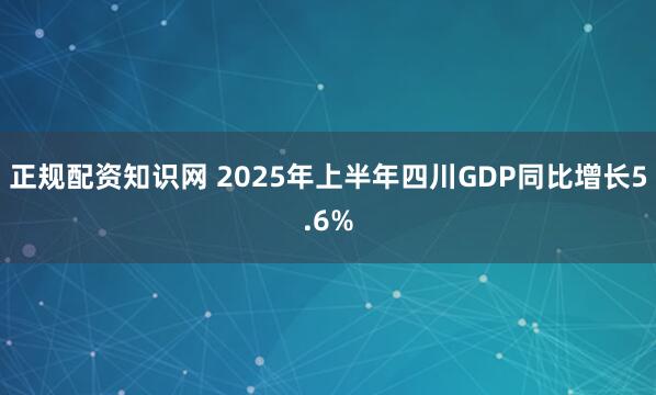 正规配资知识网 2025年上半年四川GDP同比增长5.6%